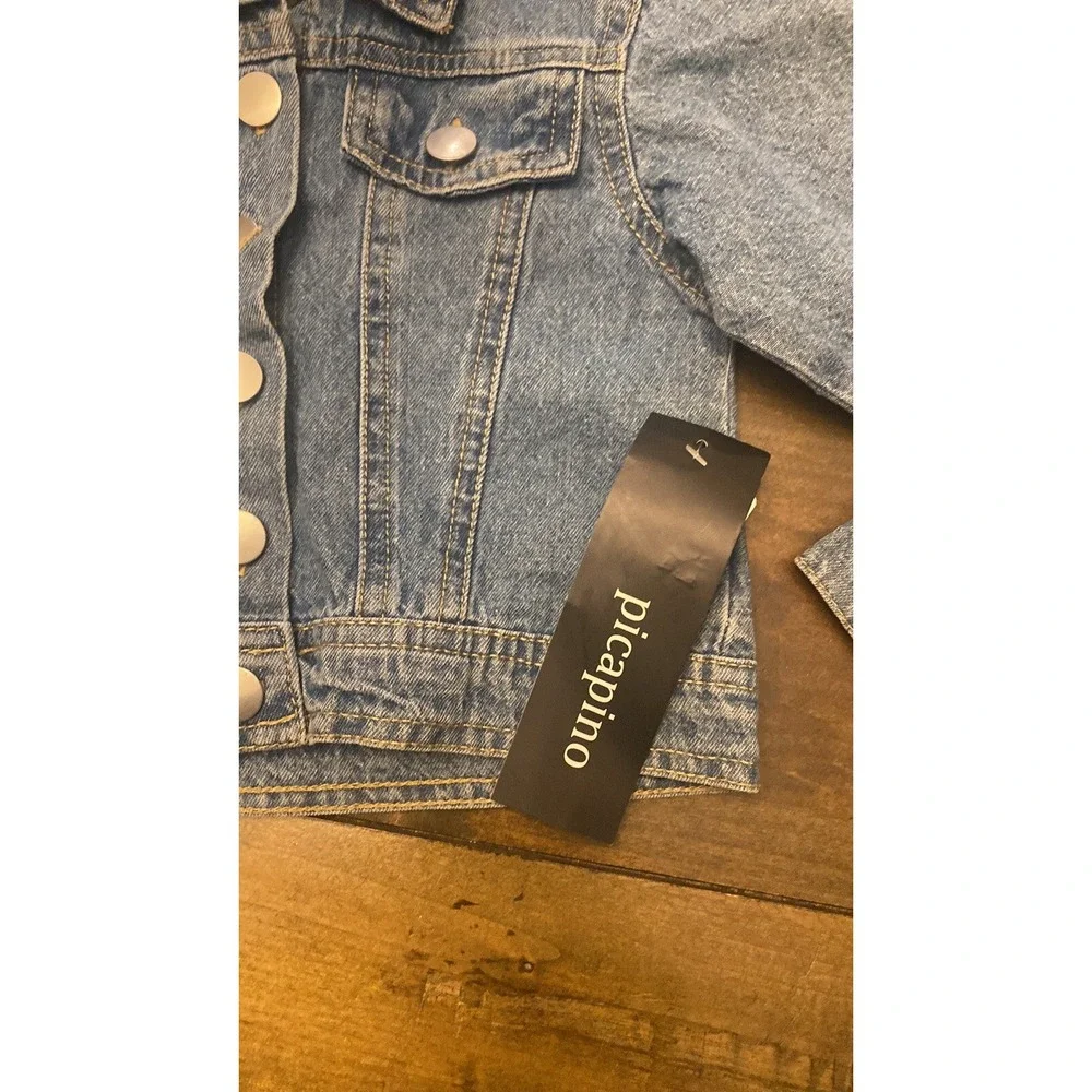 Picapino Youth Denim Jacket Button‎ Up Size 5 Light Wash Lightweight